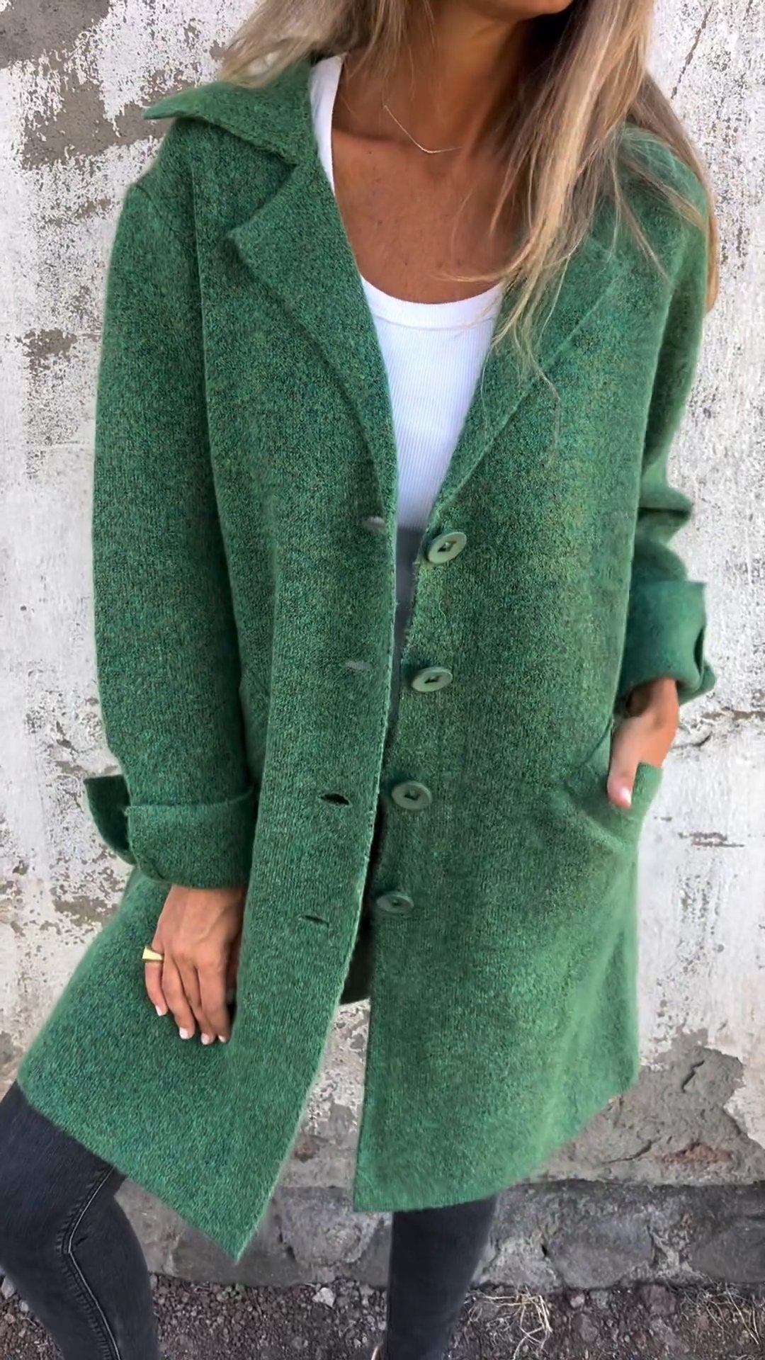 Lang vest - Button-Up - Gebreid - Vestjasje - Dameskleding-Boutique Moda