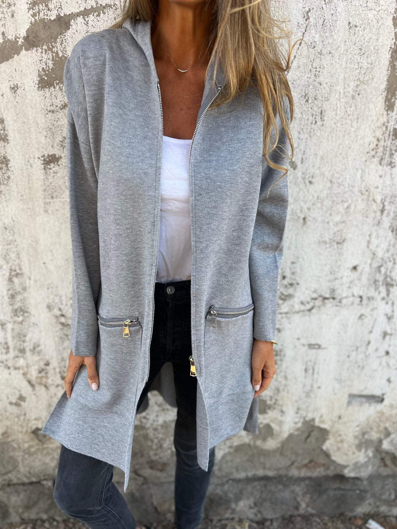 Lange Hoodie | Hooded | Loose Fit | Zip Hoodie | Zip Vest-Boutique Moda