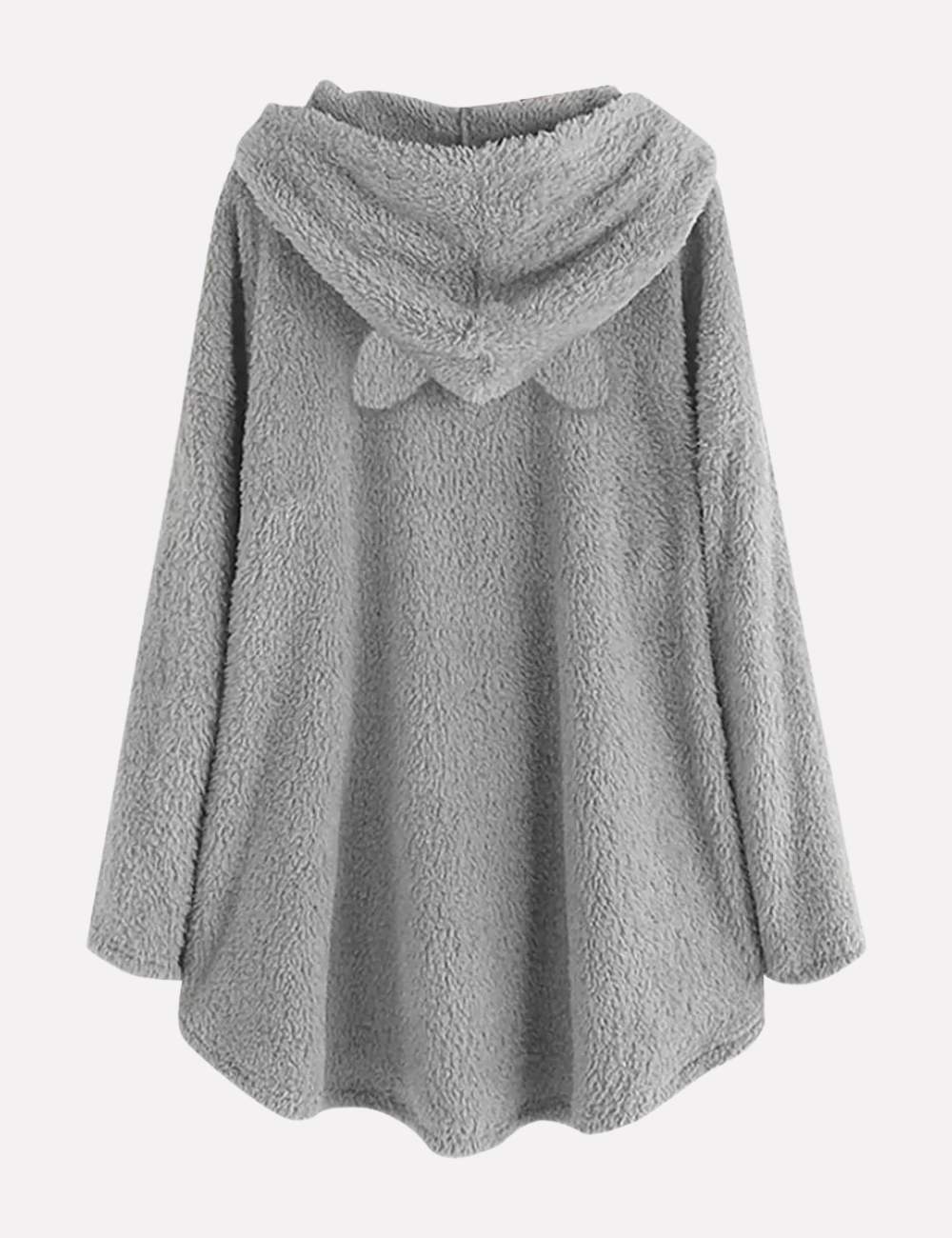 Lange hoodie | Kattenoren | Kattenprint | Fleece hoodie | Hoodiejurk voor dames-Boutique Moda