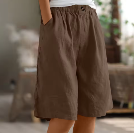 Lange korte broek - Casual - Elastische taille - Loszittende korte broek - Dameskorte broek-Boutique Moda