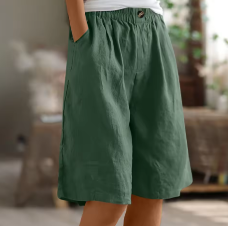 Lange korte broek - Casual - Elastische taille - Loszittende korte broek - Dameskorte broek-Boutique Moda