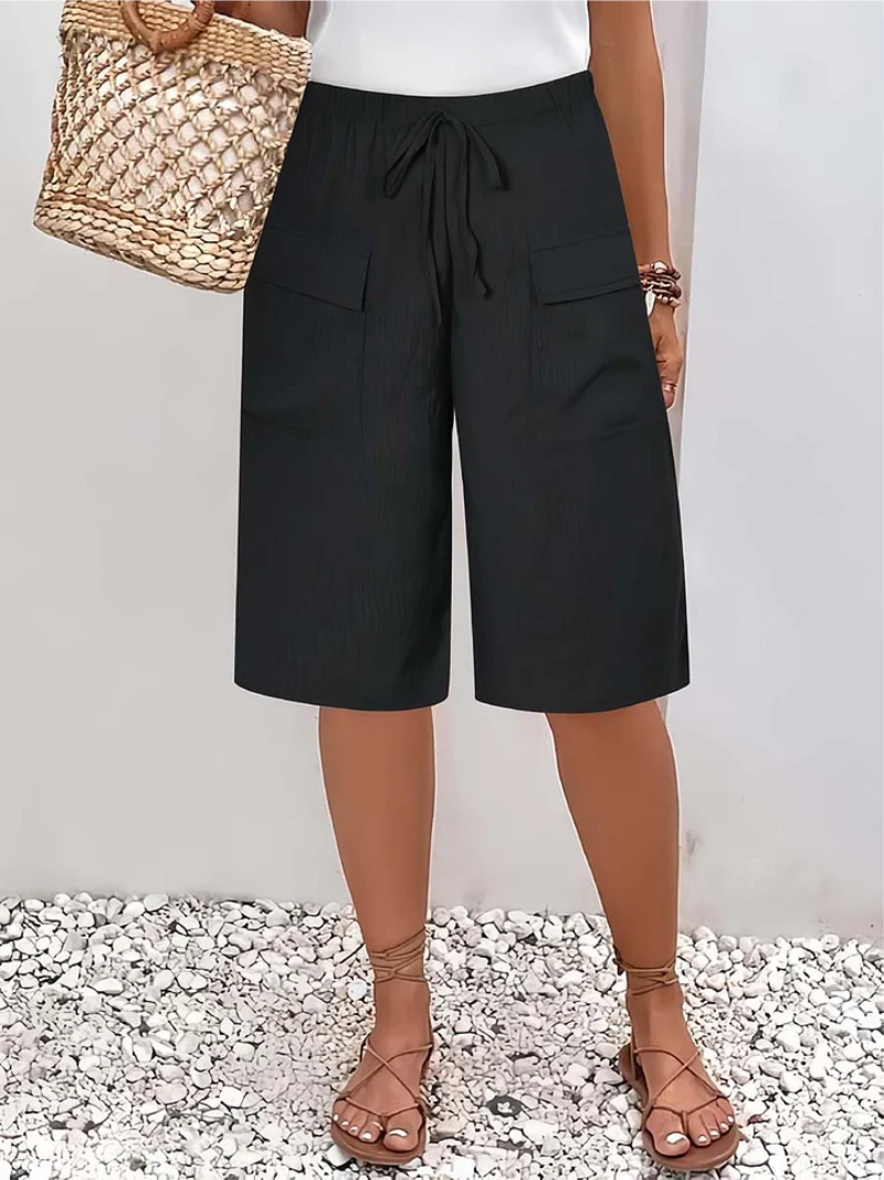Lange shorts - Casual capribroek voor dames met losse pasvorm-Boutique Moda
