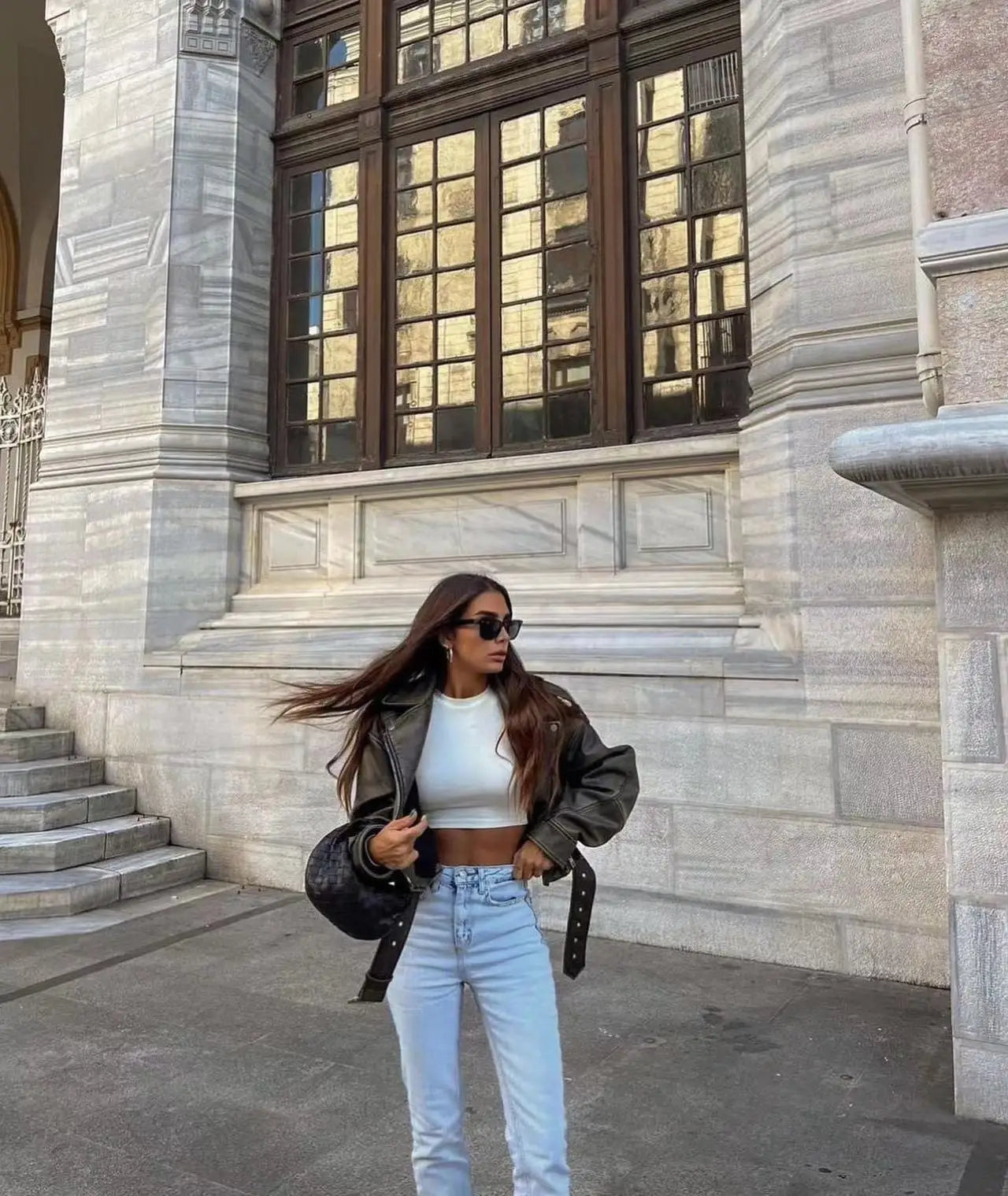 Leren Jas | Riem | Oversized | Bikerjas | Vrouwenjas-Boutique Moda