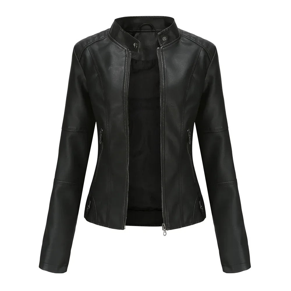 Leren Jas - Slim fit - Ritssluiting - Kunstleren jas - Damesjas-Boutique Moda