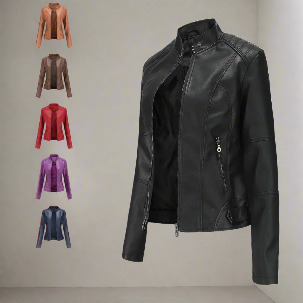 Leren Jas - Slim fit - Ritssluiting - Kunstleren jas - Damesjas-Boutique Moda