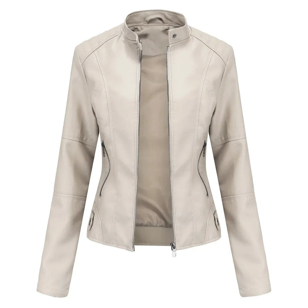 Leren Jas - Slim fit - Ritssluiting - Kunstleren jas - Damesjas-Boutique Moda