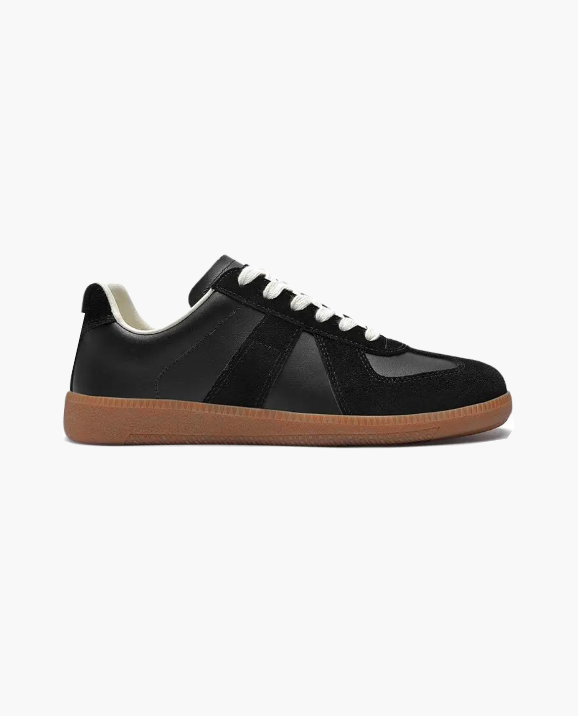 Leren Low-top Sneakers | Suède Veterschoenen | Wit en Zwart-Boutique Moda