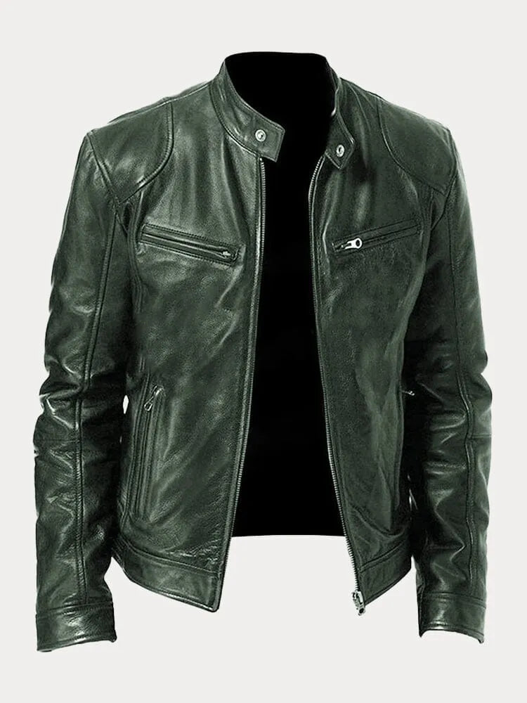 Leren jas | Ritssluiting | Regular Fit | Bikerjas | Leren herenjas