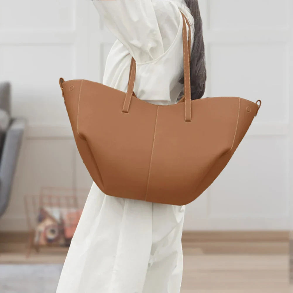 Leren tas | Vintage | Kunstleer | Schoudertas | Grote boodschappentas-Boutique Moda