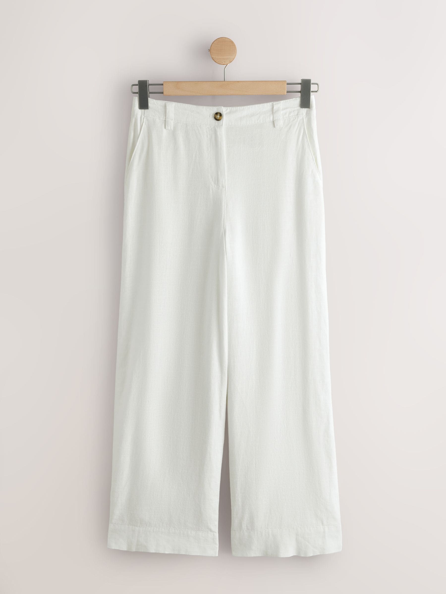 Linnen Broek Dames – Wijde Zomerbroek met Hoge Taille en Zakken-Boutique Moda