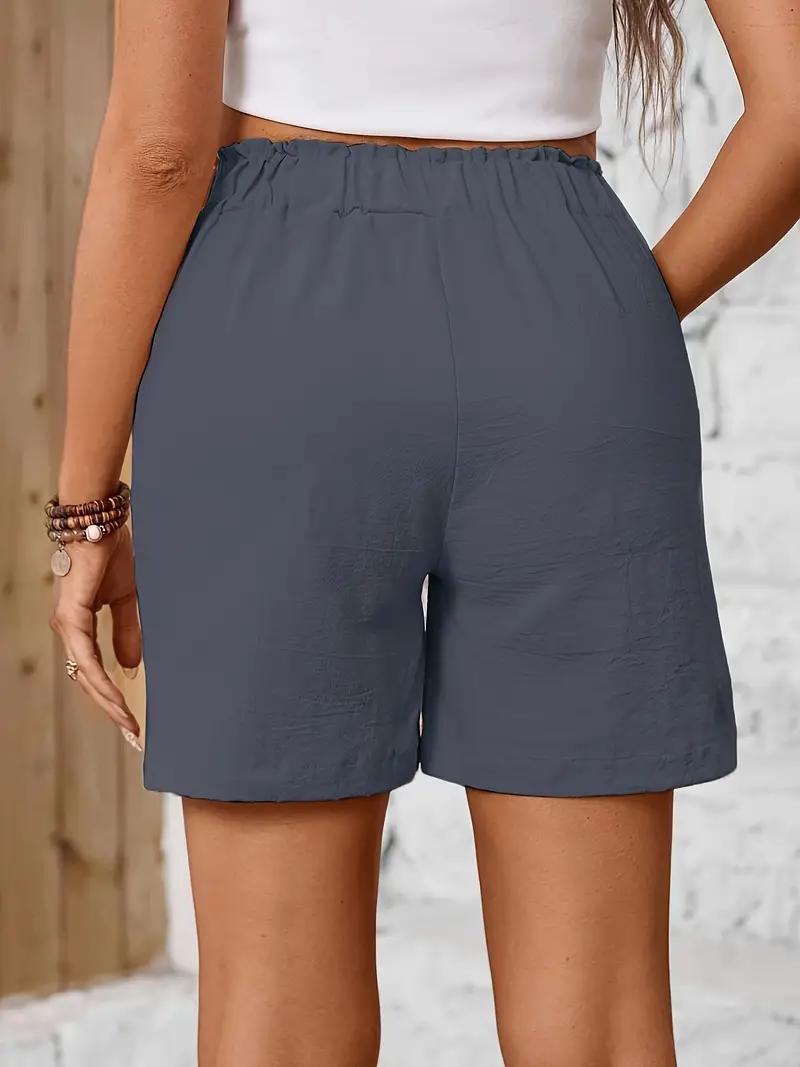 Linnen Korte Broek - Elastische Taille - Hoge Taille - Damesshort - Katoenen Korte Broek-Boutique Moda