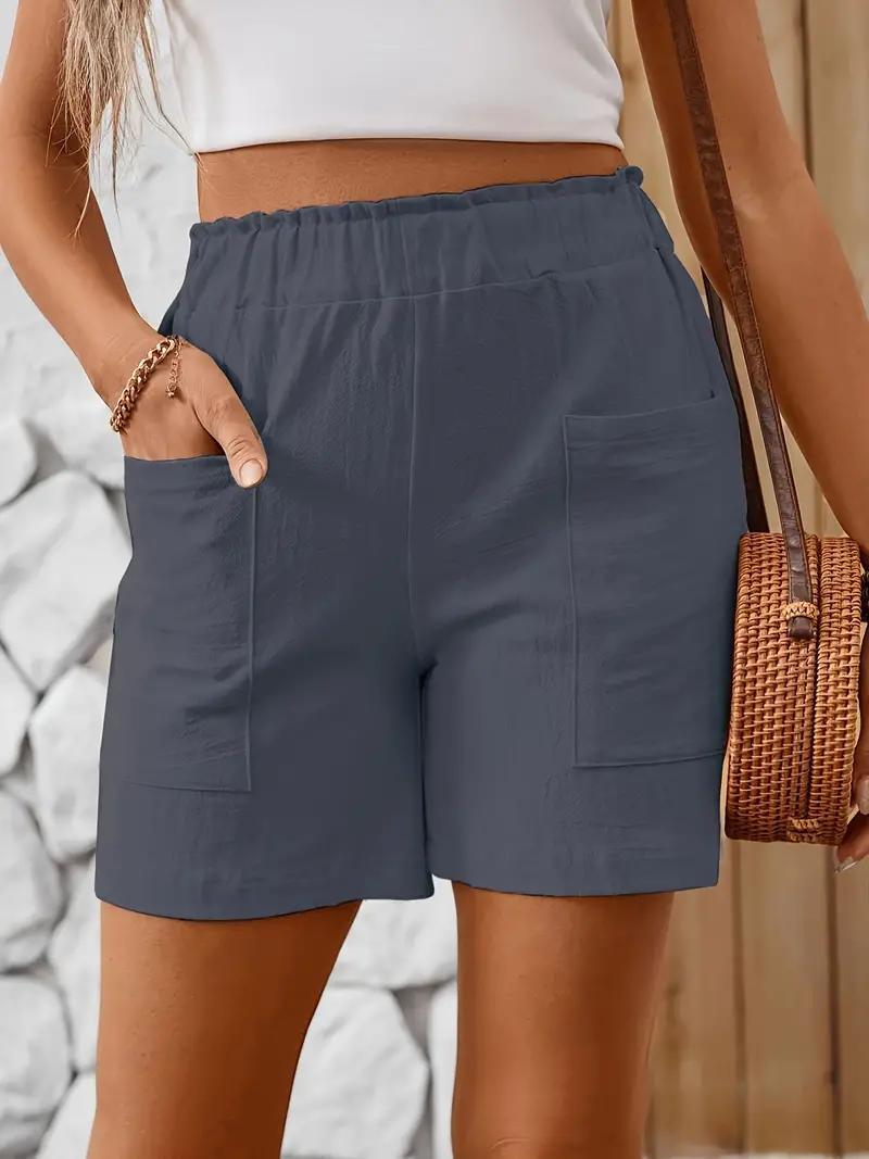 Linnen Korte Broek - Elastische Taille - Hoge Taille - Damesshort - Katoenen Korte Broek-Boutique Moda