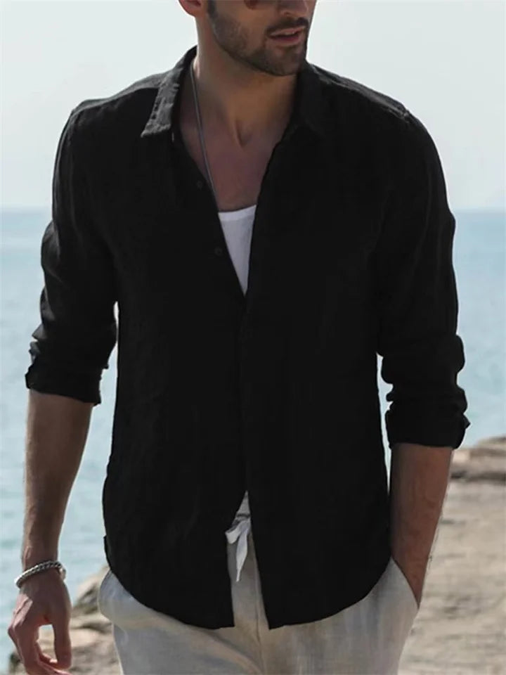 Linnen Overhemd | Halve Mouw | Katoen | Button Up Overhemd | Herenkleding-Boutique Moda