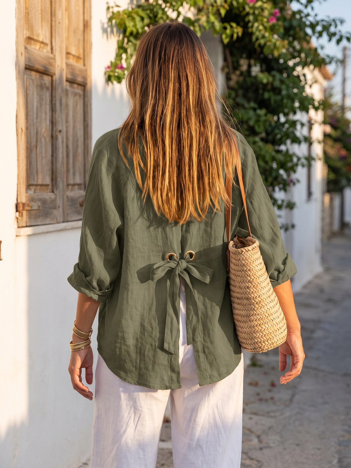 Linnen Shirt | Lange Mouw | Los Fit | Button-Up Shirt | Vrouwenblouse-Boutique Moda