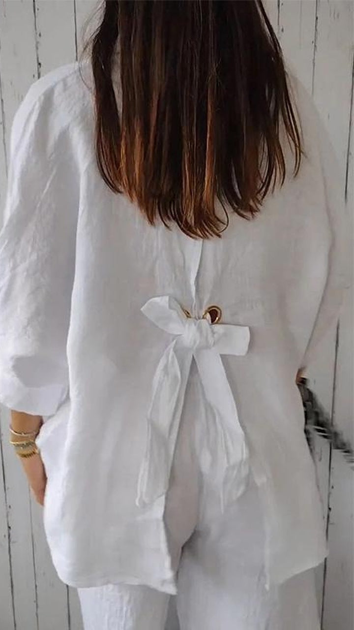 Linnen Shirt | Lange Mouw | Los Fit | Button-Up Shirt | Vrouwenblouse-Boutique Moda