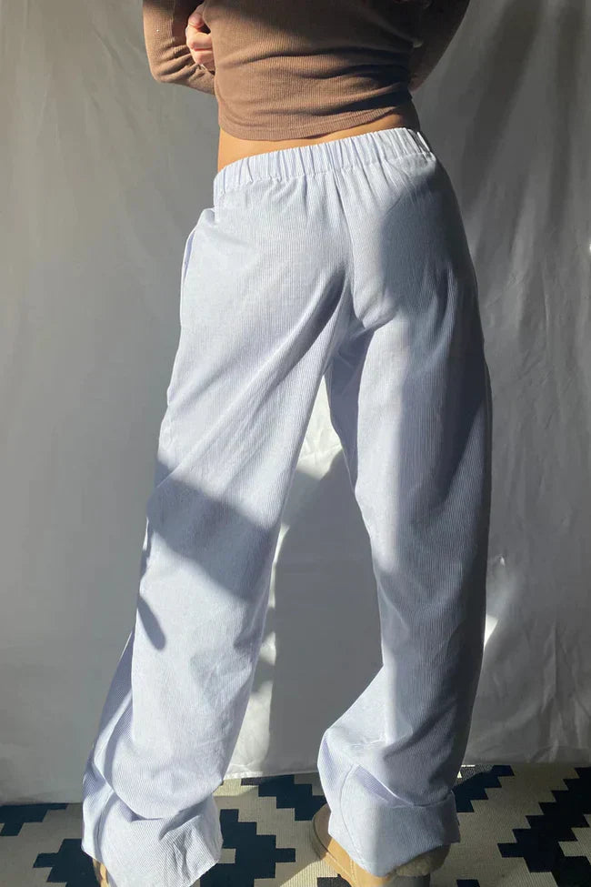 Linnen broek - Casual - Lage taille - Wijde pijpen - Damesbroek-Boutique Moda
