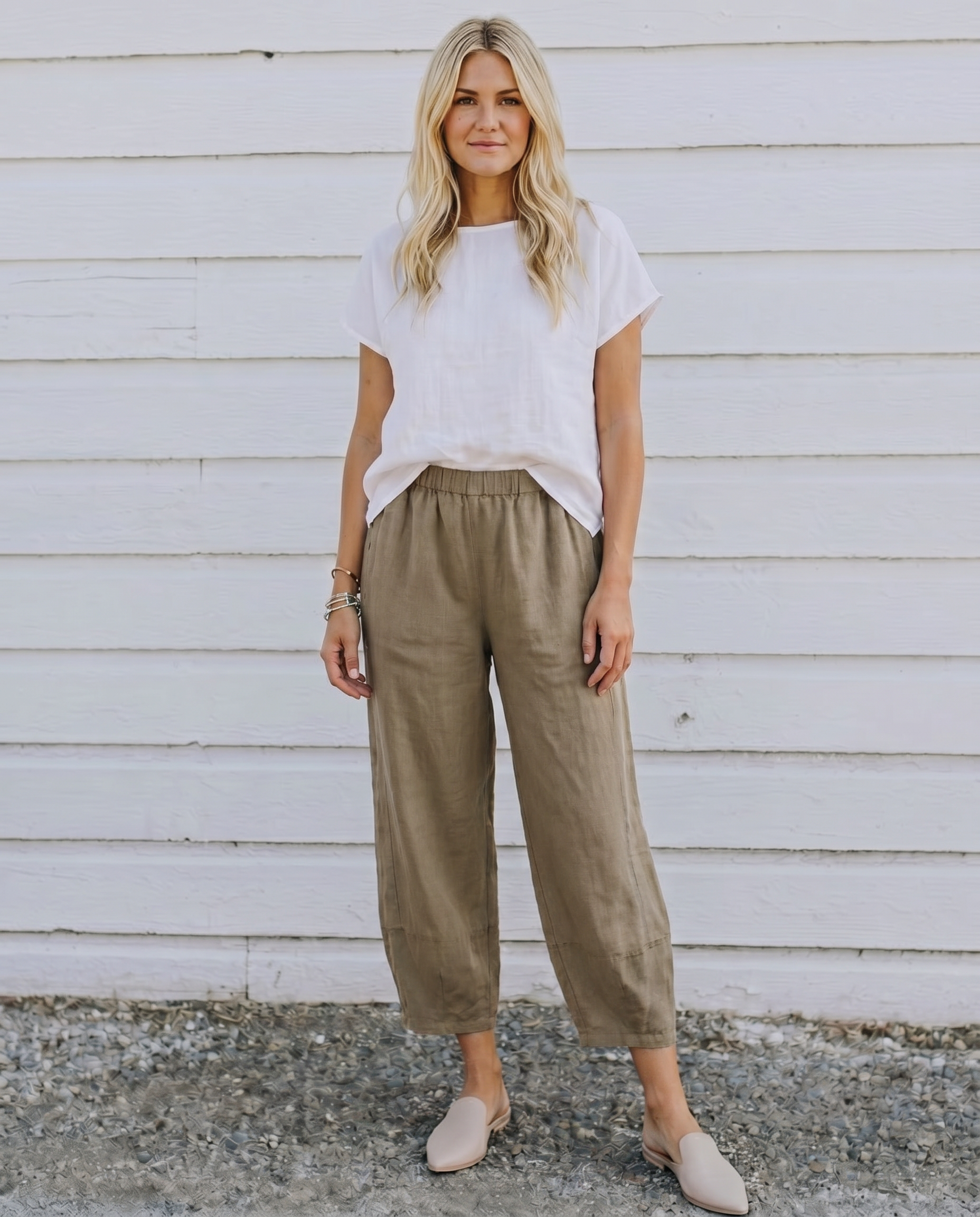 Linnen broek - Casual losvallende linnen broek voor dames voor de zomer-Boutique Moda