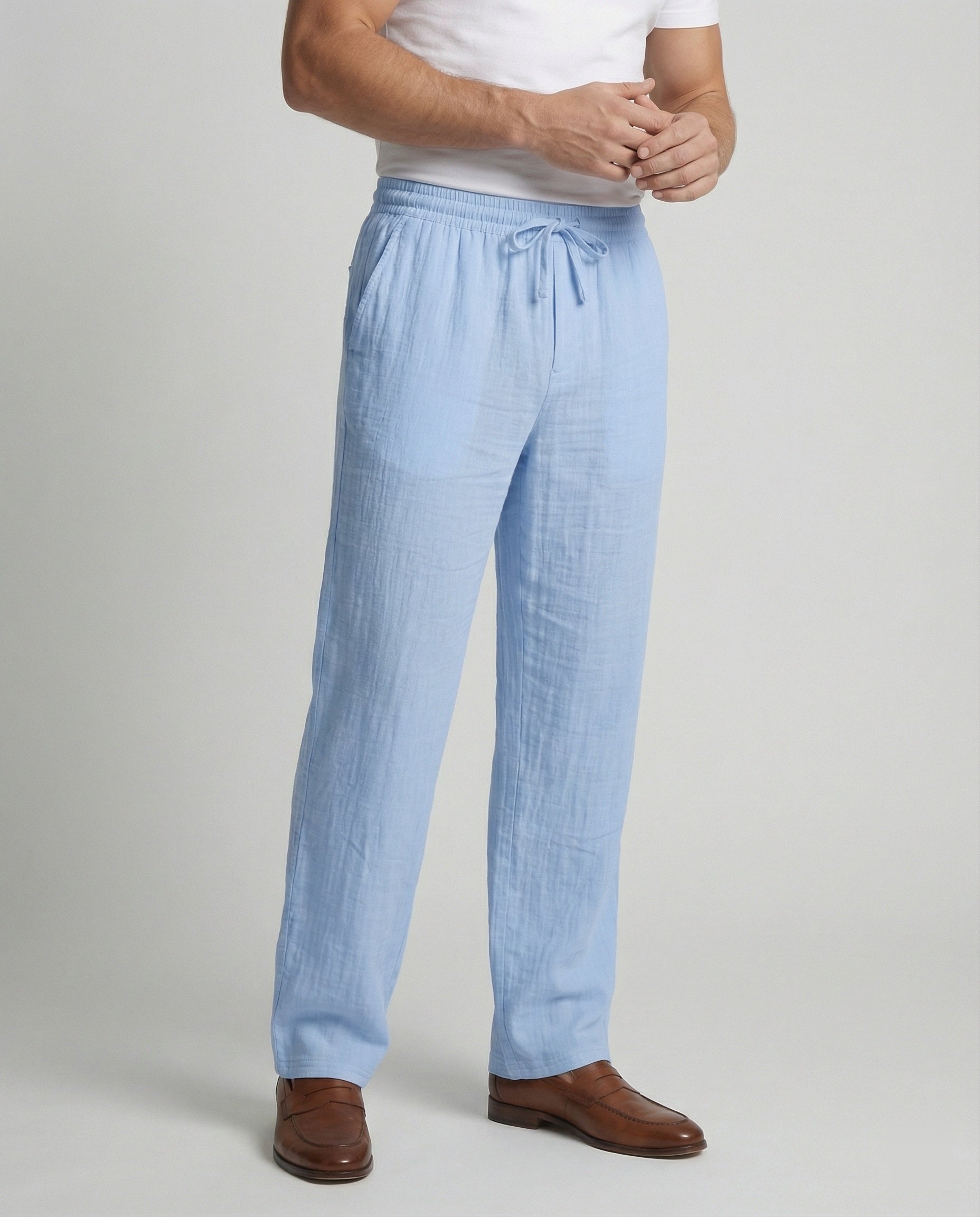 Linnen broek | Elastische taille | Lichtgewicht | Broek met wijde pijpen | Zomerbroek voor heren-Boutique Moda