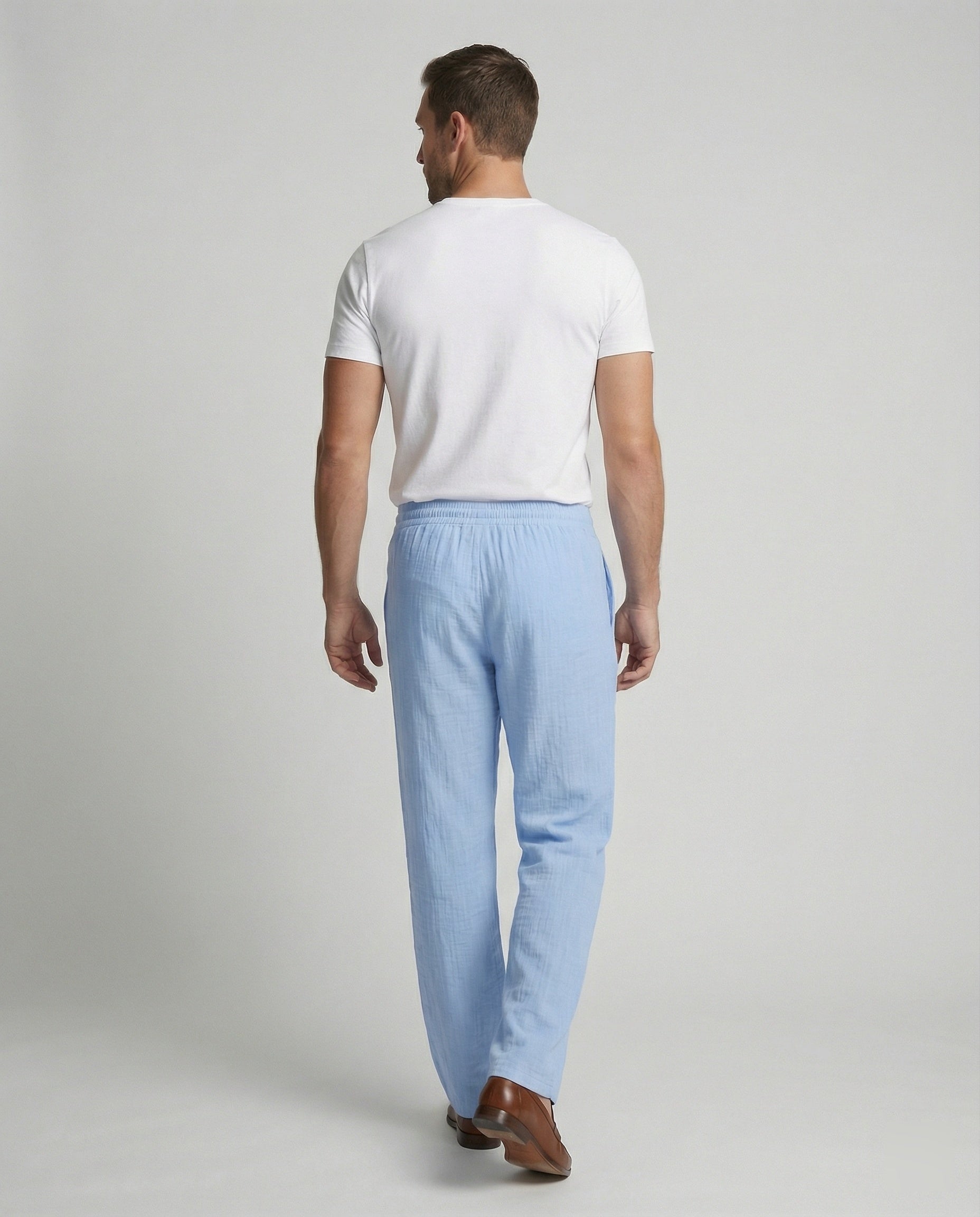 Linnen broek | Elastische taille | Lichtgewicht | Broek met wijde pijpen | Zomerbroek voor heren-Boutique Moda