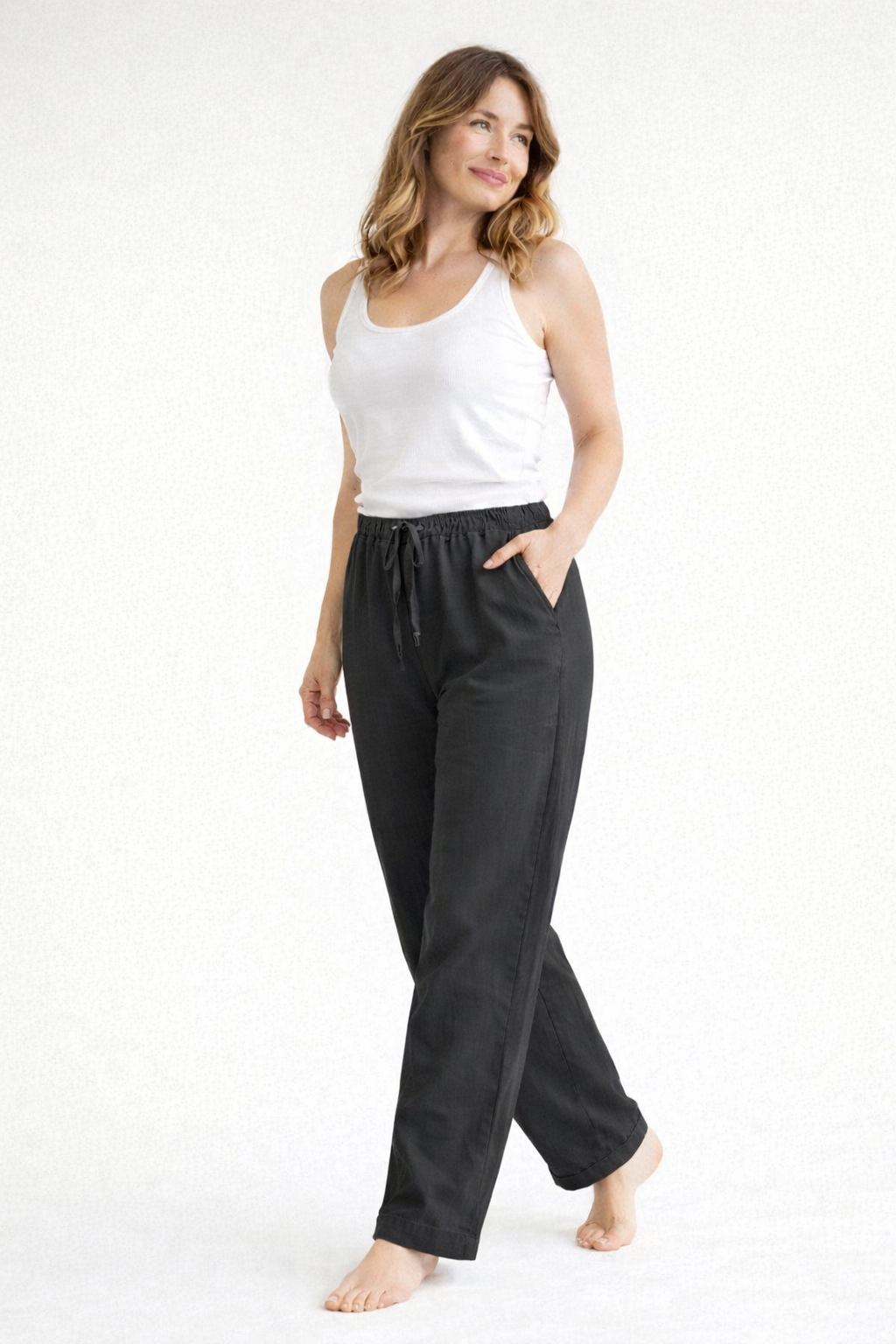 Linnen broek – Zomerbroek voor dames met rechte pijpen-Boutique Moda