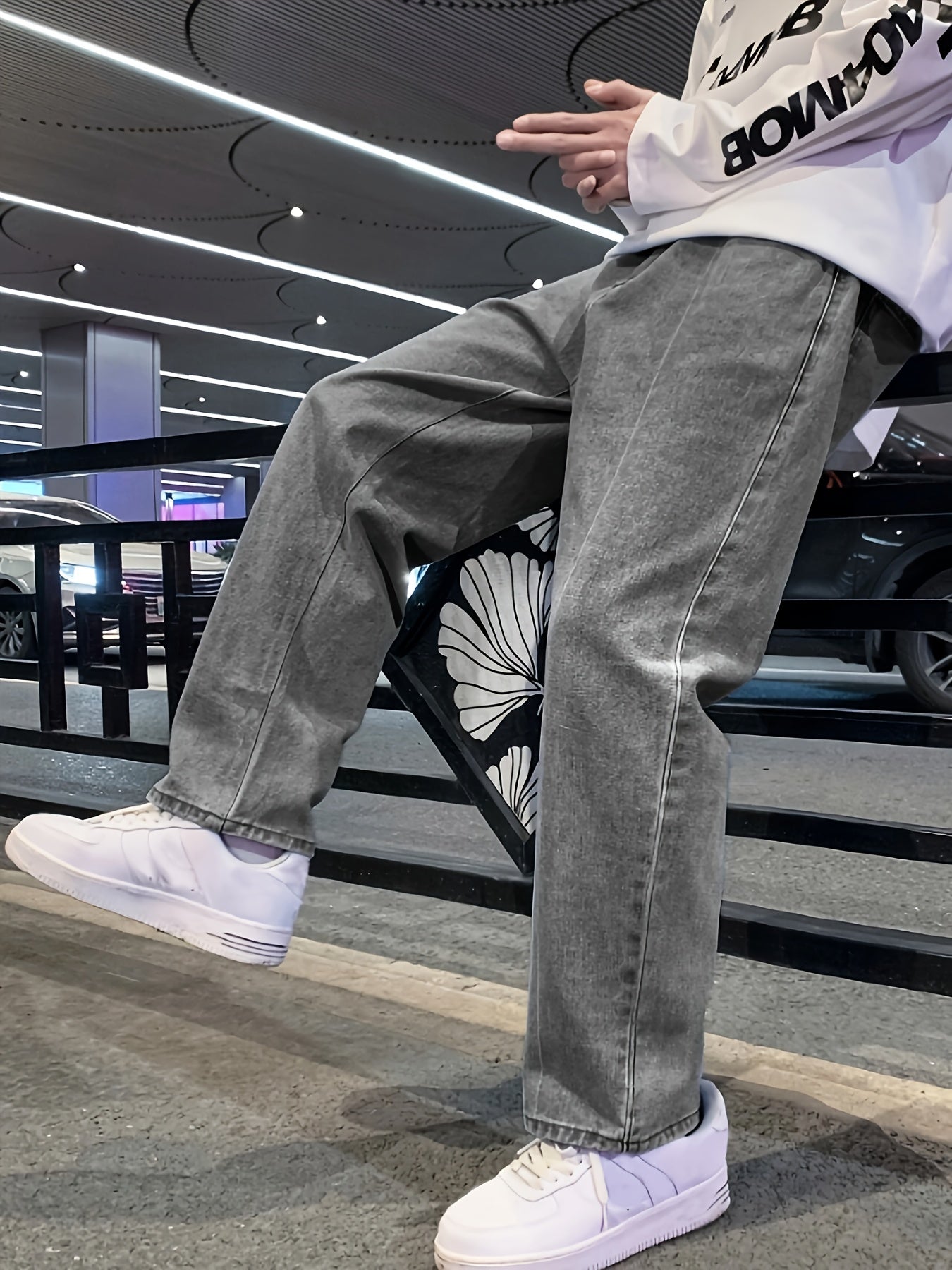 Loszittende jeans - Casual - Grijs - Baggy jeans - Herenjeans-Boutique Moda