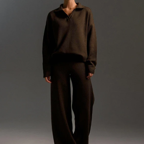 Lounge Set | Pullover Oversized | Wijde Pijpen | Gebreide Tweedelige Set | Dames Loungewear-Boutique Moda
