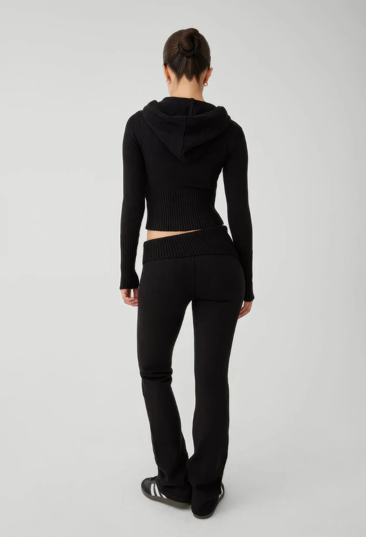 Lounge Set | Zip-Up | Capuchon | Gebreide Tweedelige Set | Dames Loungewear-Boutique Moda