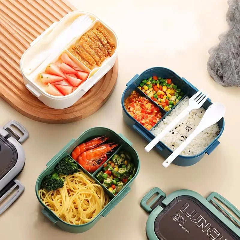 Lunchbox Dubbellaags | Bento Broodtrommel met Bestek | 1200 ml-Boutique Moda
