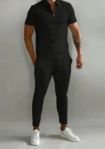 Luxe 2-delige heren set met polo en jogger-Boutique Moda