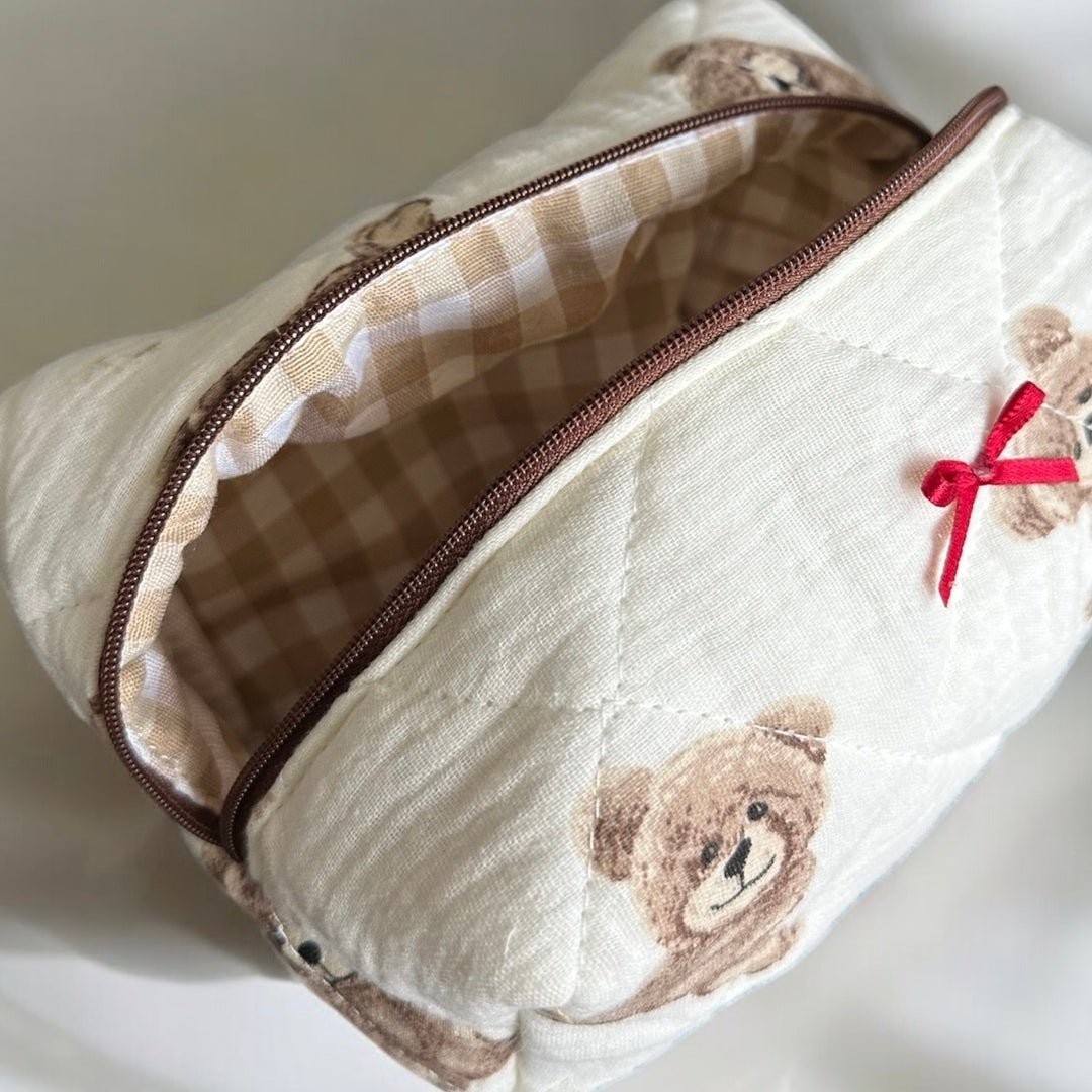 Make-up Tasje | Gewatteerd Teddybeer | Toilettas Crème-Boutique Moda