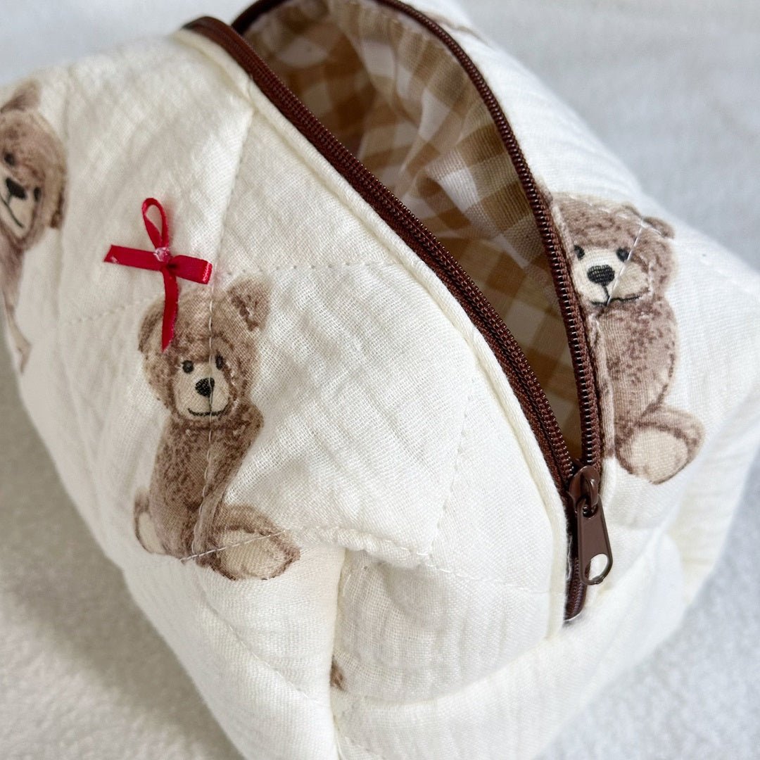 Make-up Tasje | Gewatteerd Teddybeer | Toilettas Crème-Boutique Moda