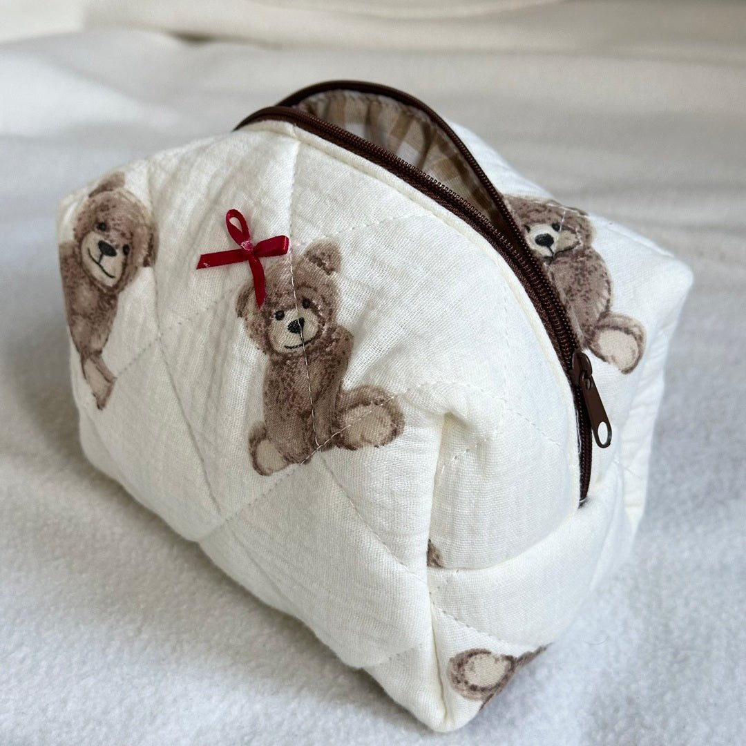 Make-up Tasje | Gewatteerd Teddybeer | Toilettas Crème-Boutique Moda