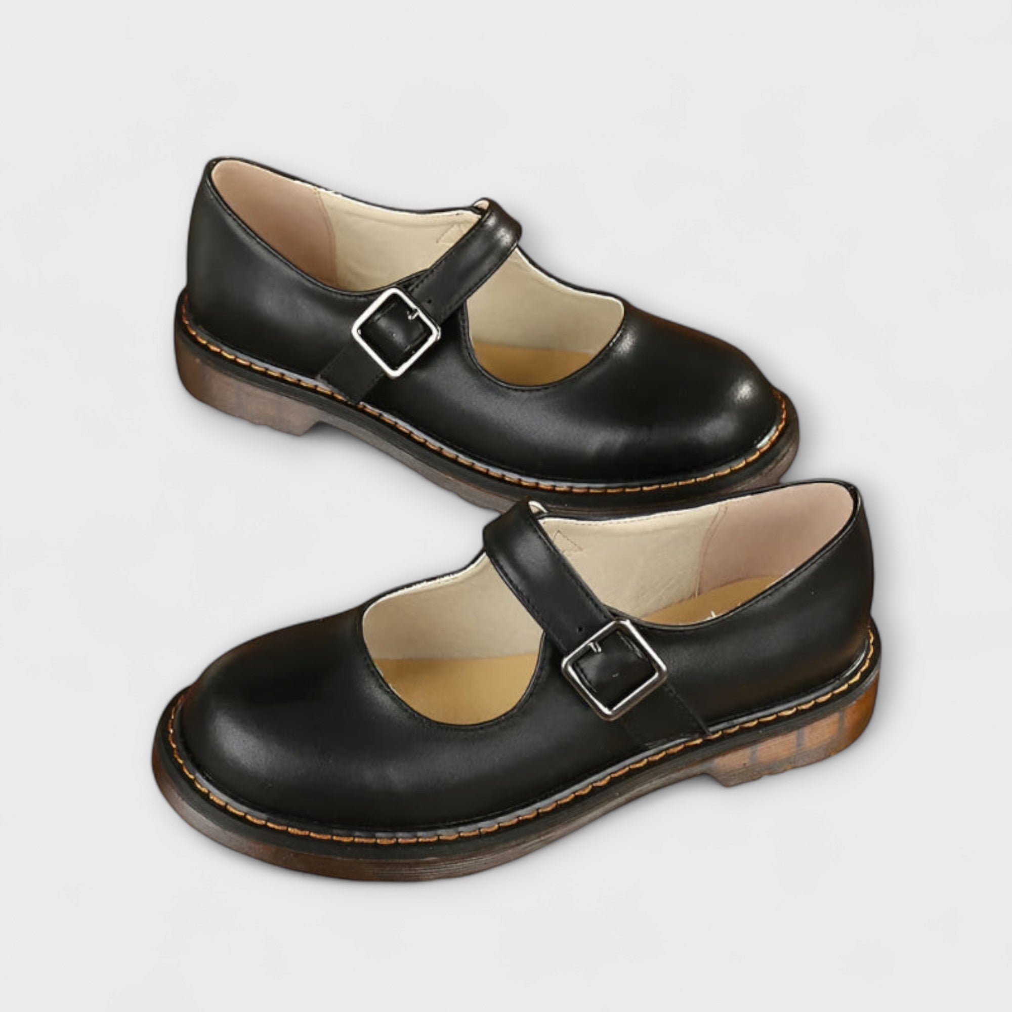 Mary Jane-schoenen - Zwarte en bruine damesschoenen met gesp-Boutique Moda