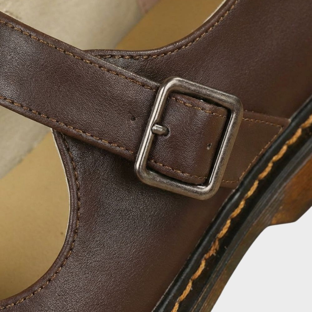 Mary Jane-schoenen - Zwarte en bruine damesschoenen met gesp-Boutique Moda