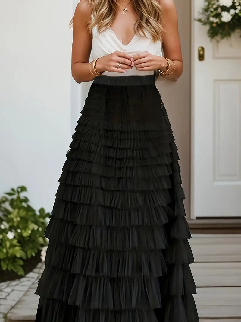 Matilde Ruffelrok | Lange tule Trendy rok-Boutique Moda