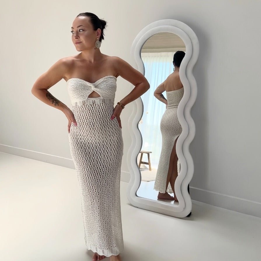 Maxi Jurk | Gehaakt Strandjurk | Gebroken Wit Zomer-Boutique Moda