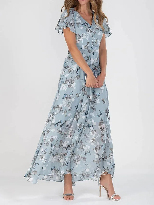 Maxi-jurk | Bloemenprint | A-lijn | Chiffon | Zomerjurk-Boutique Moda