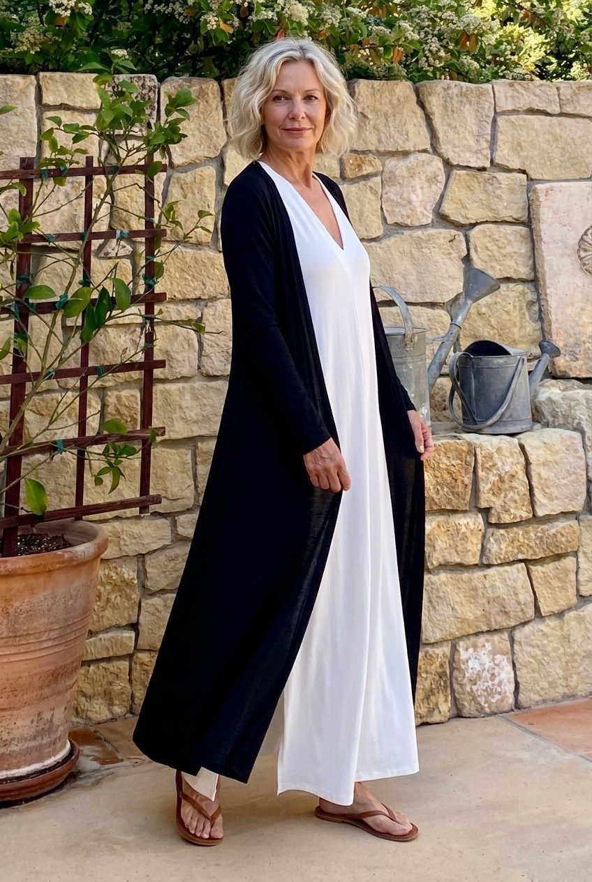 Maxi-jurk - Dames mouwloze losvallende zomerjurk met V-hals-Boutique Moda
