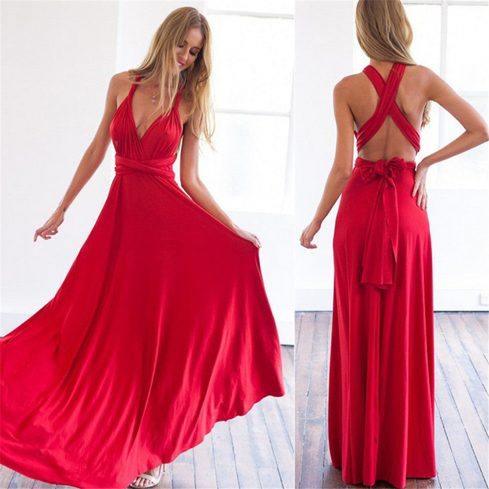 Maxi-jurk - Elegante, soepelvallende avondjurk voor dames, op meerdere manieren te dragen-Boutique Moda