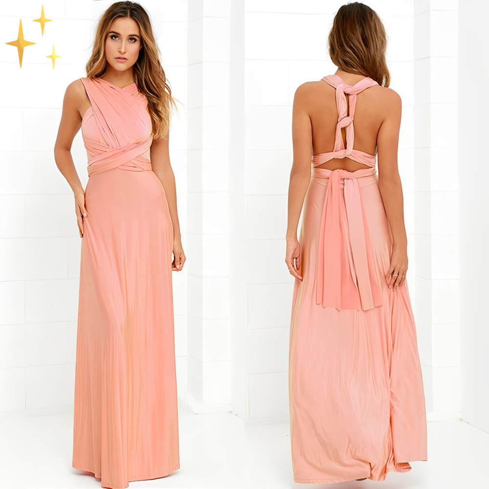 Maxi-jurk - Elegante, soepelvallende avondjurk voor dames, op meerdere manieren te dragen-Boutique Moda