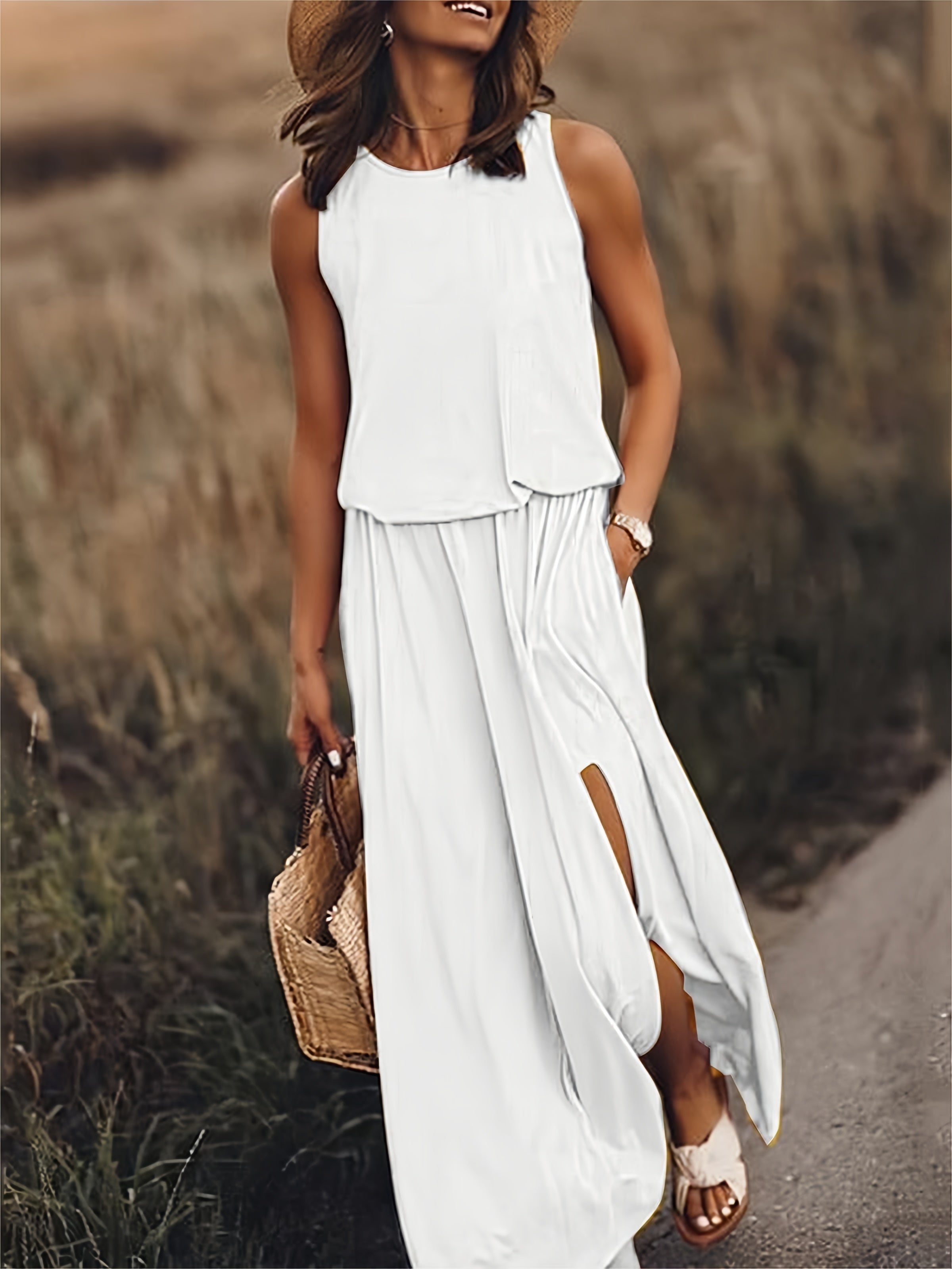 Maxi-jurk | Mouwloos | Split | Zomerjurk | Maxi-zomerjurk-Boutique Moda