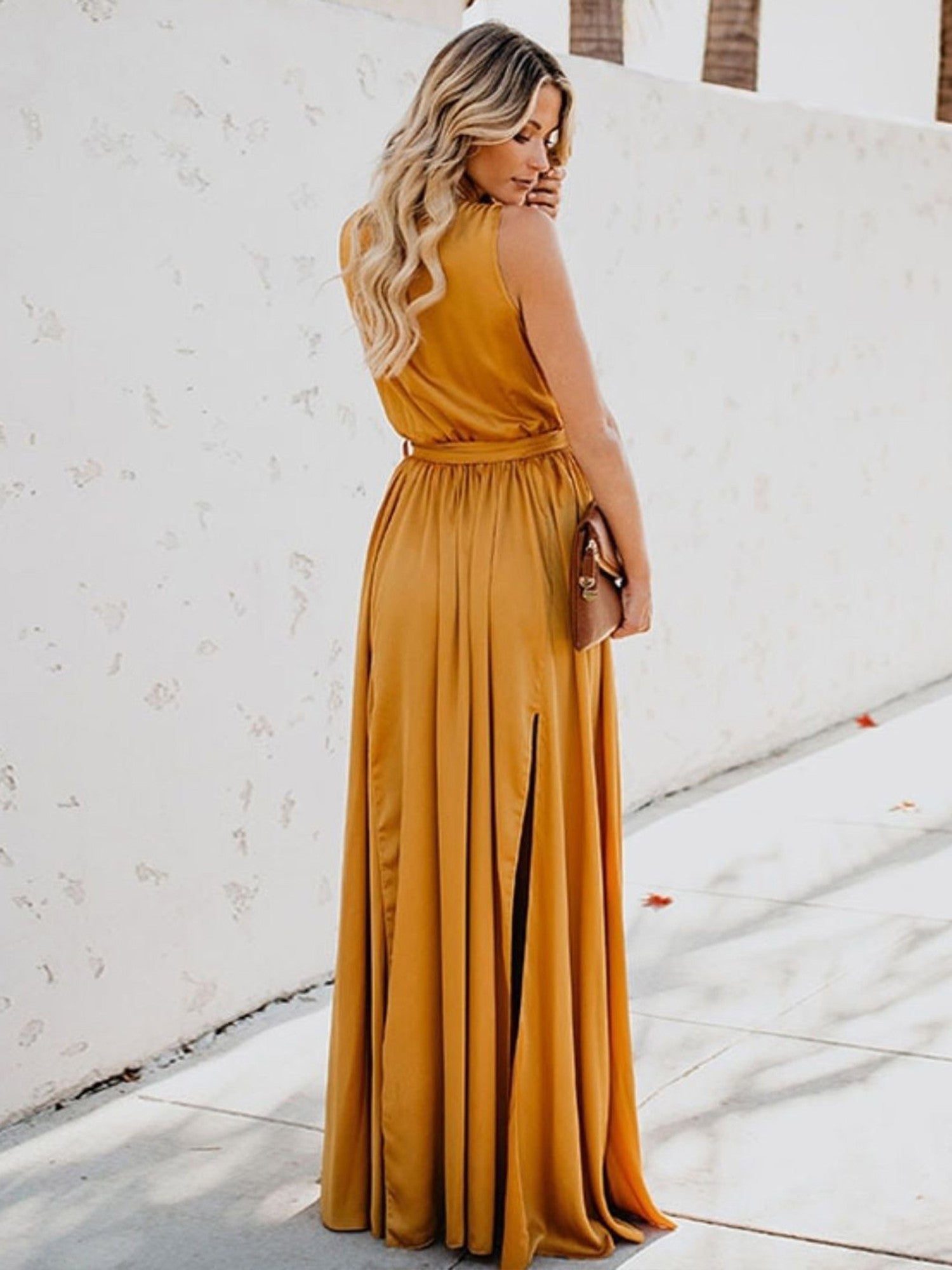Maxi-jurk - Split - Strikt in de taille - Soepelvallende jurk - Zomerjurk-Boutique Moda