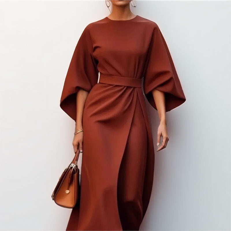 Maxi jurk dames – Wikkeljurk met wijde vleermuismouwen-Boutique Moda