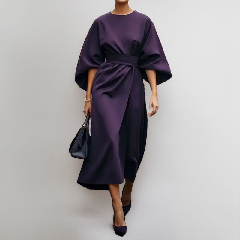 Maxi jurk dames – Wikkeljurk met wijde vleermuismouwen-Boutique Moda