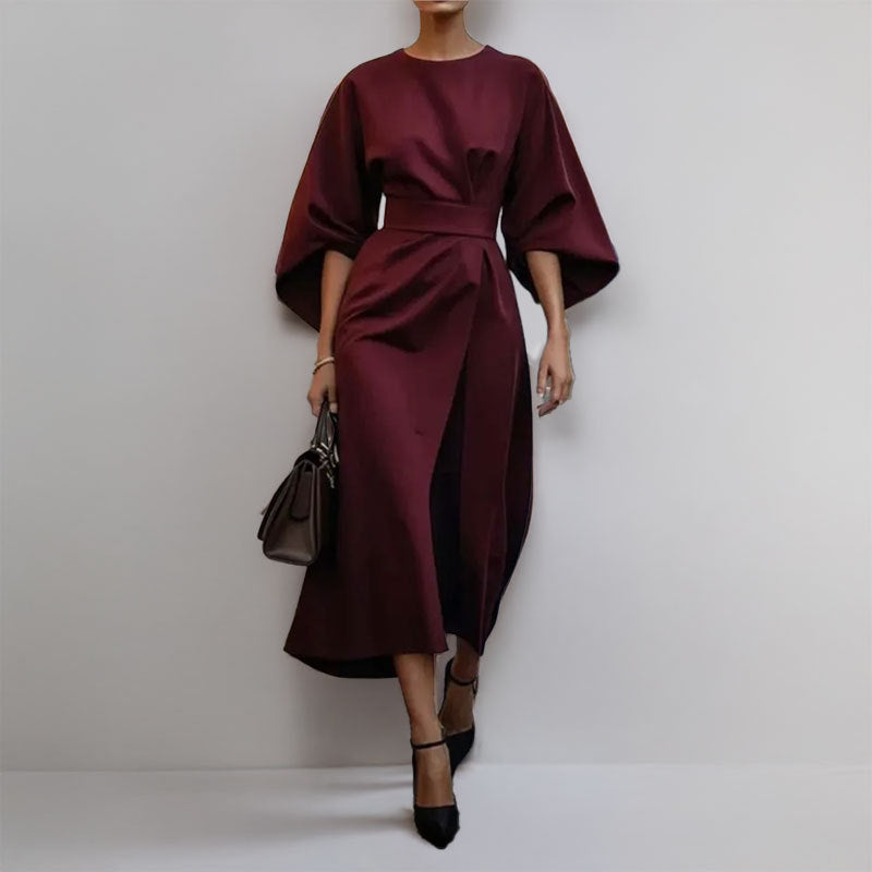 Maxi jurk dames – Wikkeljurk met wijde vleermuismouwen-Boutique Moda