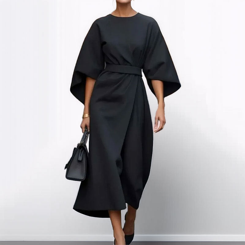 Maxi jurk dames – Wikkeljurk met wijde vleermuismouwen-Boutique Moda