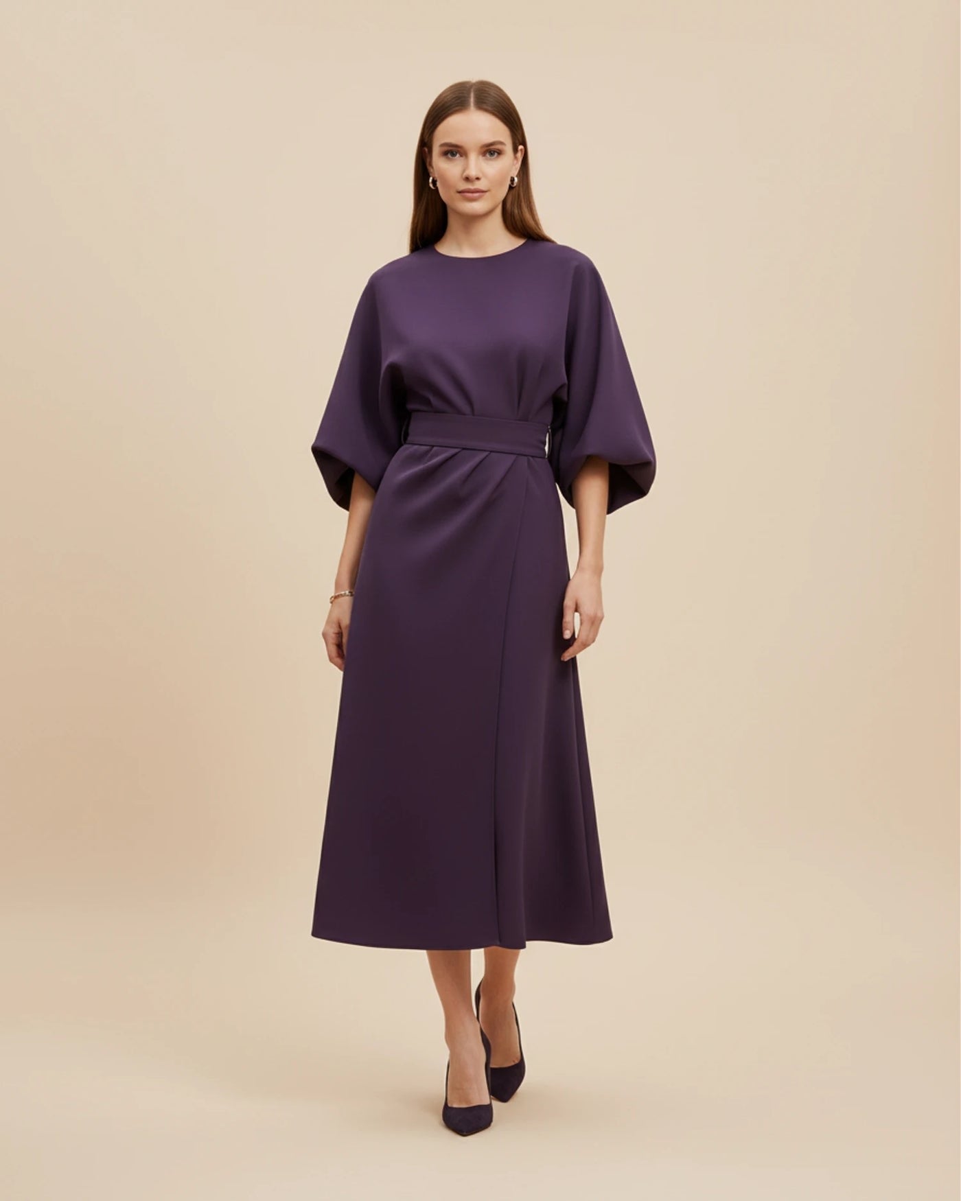 Maxi jurk dames – Wikkeljurk met wijde vleermuismouwen-Boutique Moda