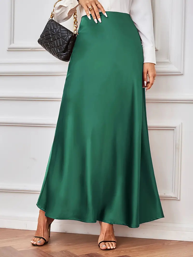 Maxi rok - A-lijn - Hoog getailleerd - Satijnen rok - Lange rokken-Boutique Moda