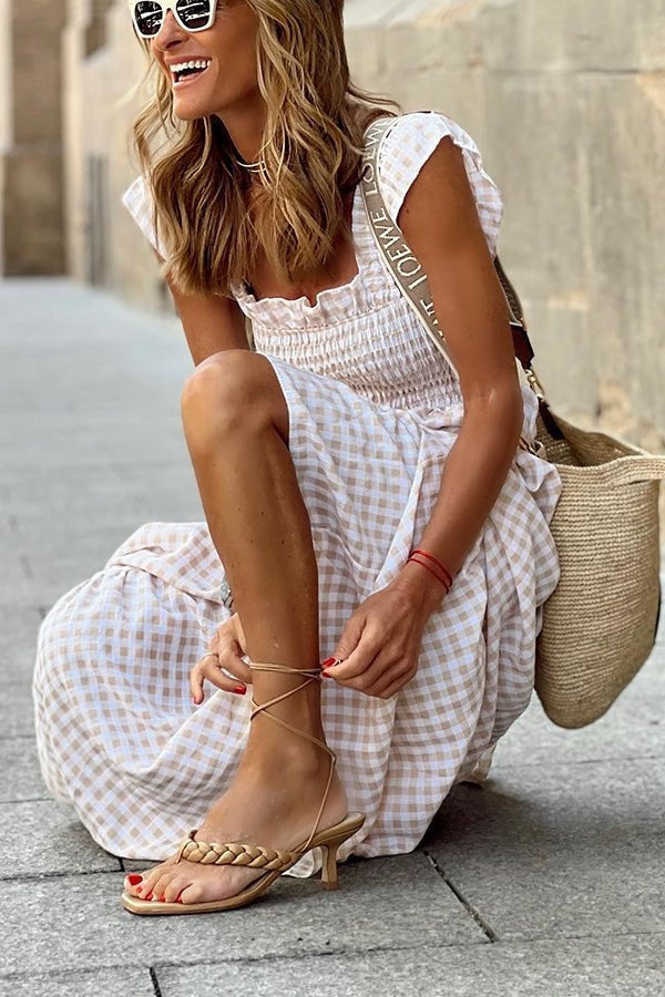 Maxi zomerjurk - Geruite lange Zomerjurk-Boutique Moda