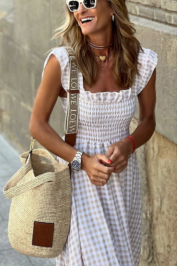Maxi zomerjurk - Geruite lange Zomerjurk-Boutique Moda